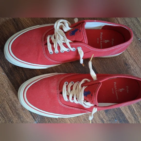 POLO RALPH LAUREN CANVAS SNEAKERS. 9.5. EUC - Picture 3 of 7